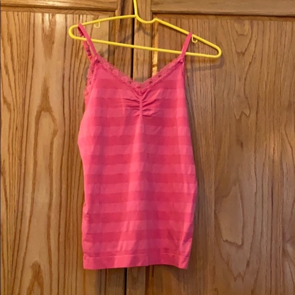 NWOT Lane Bryant pink stripe lace trim Cami